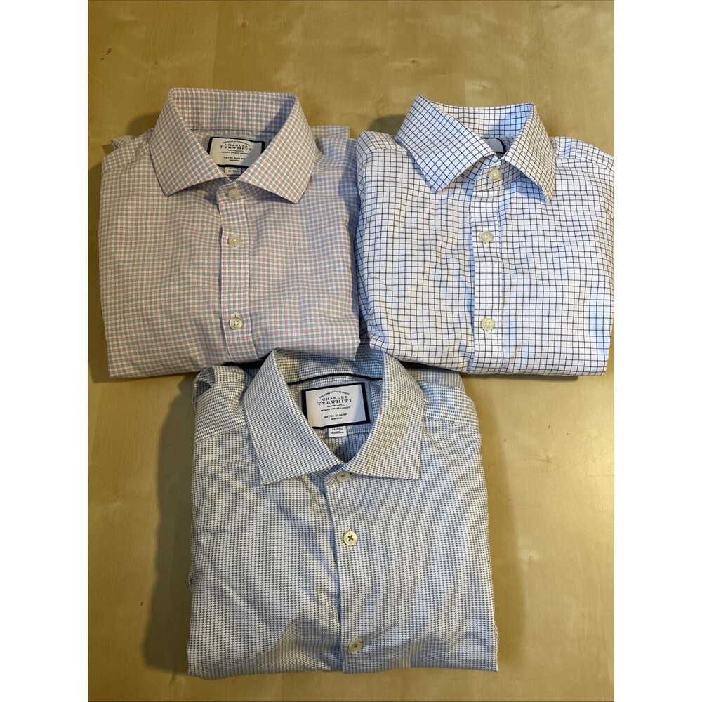 Bundle (3) Charles Tyrwhitt Non-Iron X-Slim Fit Multi color Dress Shirt 16/33